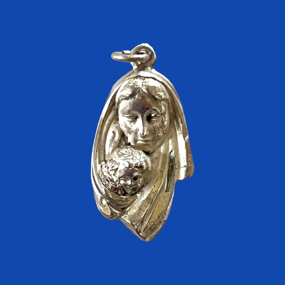Sterling Silver Religious Medal Madonna and Child Vintage Mary and  Infant Jesus